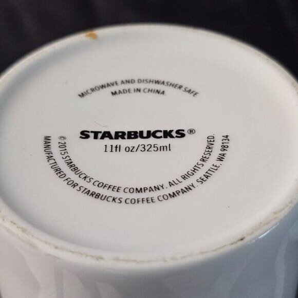 2015 Starbuck's TAZO Tea Mug/Cup, Ornate Scroll, White Burnt Orange Fleur De Lis - Picture 8 of 11